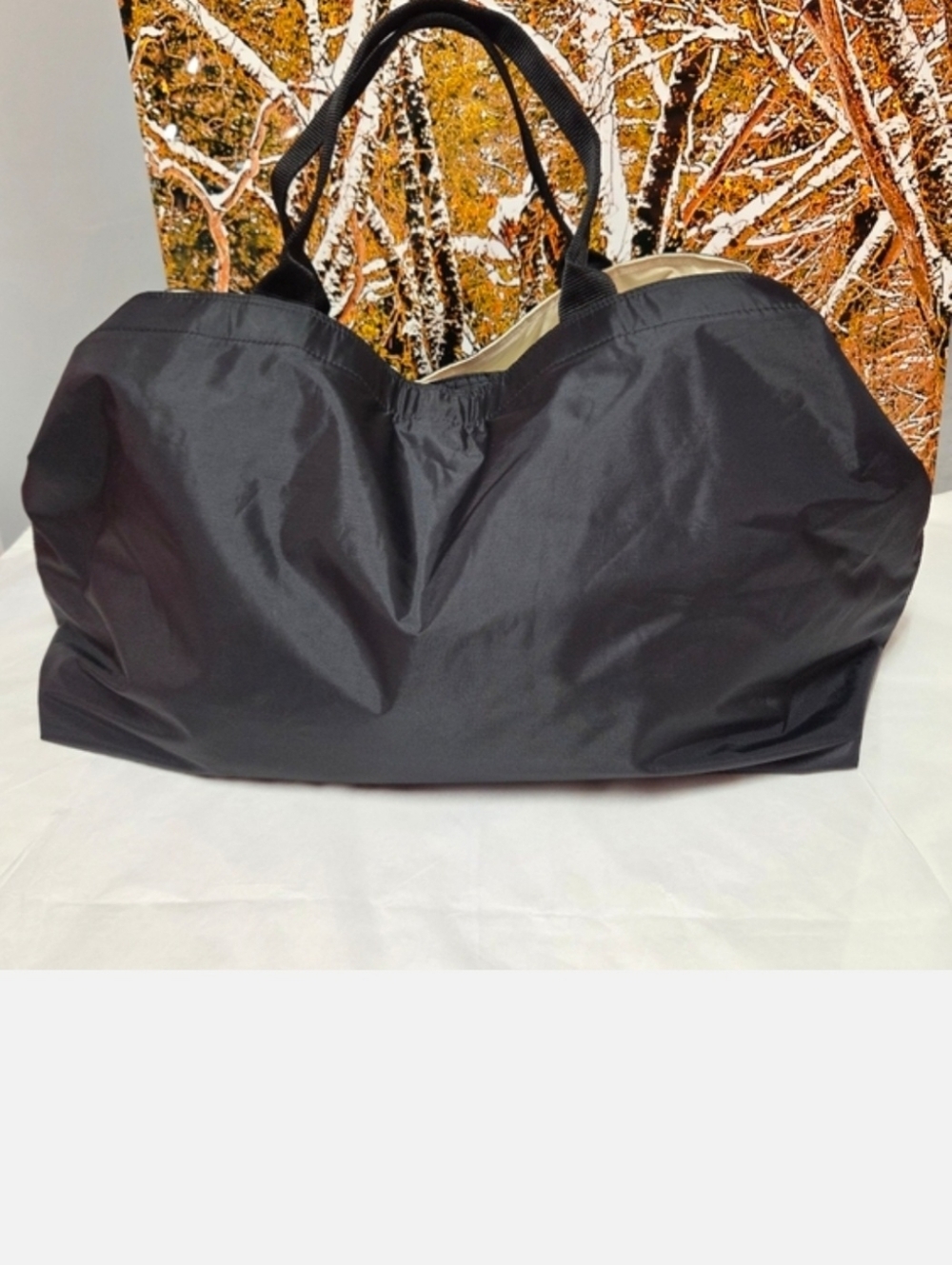Printemps Tote Bag (Foldable), Black, Pre-owned